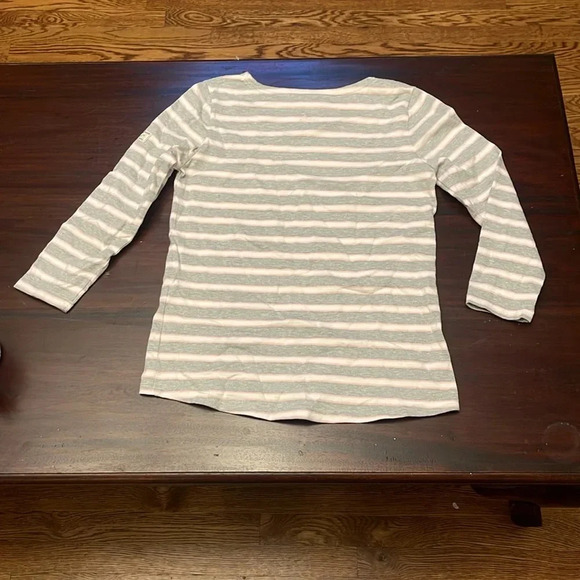 Joules gray and pink striped boat neck shirt size 2 - Picture 5 of 6